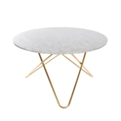 Big O Table dining table, Marble carrara. brass stand