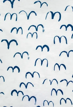 Bird fabric, White-blue