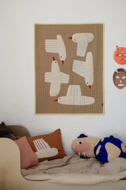Bird quiltad throw, Beige