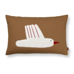 Bird quilted cushion 60x40 cm, Sugar kelp (brown)