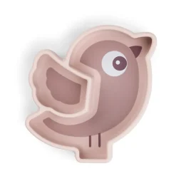 Birdee Stick&Stay children's plate Ø12 cm, Powder