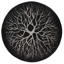 Birds nest hand woven rug Ø 220 cm, Charcoal