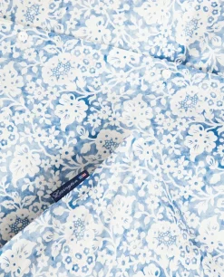 Blue Floral Printed Cotton Sateen bed set, 50x60 cm, 220x220 cm