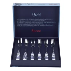 Blue Italian dessert fork 6-pack, Ceramic-stainless steel