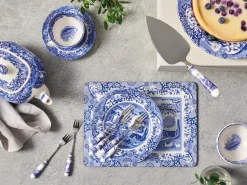 Blue Italian dessert fork 6-pack, Ceramic-stainless steel