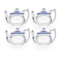 Blue Italian napkin ring 4-pack, Blue-white