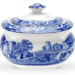 Blue Italian sugar bowl with lid, 25 cl