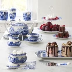Blue Italian sugar bowl with lid, 25 cl