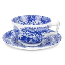 Blue Italian teacup and saucer, 20 cl/ 7 oz