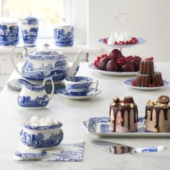 Blue Italian 2-tier cake stand, 2-Tier