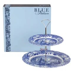 Blue Italian 2-tier cake stand, 2-Tier