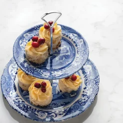 Blue Italian 2-tier cake stand, 2-Tier