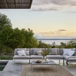 Bönan modular sofa, Fiord 551 beige, 2-seat, d. grey aluminium frame