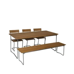 Bänk 9 bench, Oak white lacquer-170 cm-hot-dip galvanized stand