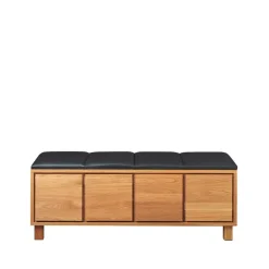 Bänk 6, Leather black. oiled oak fframee