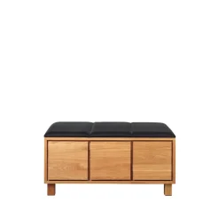 Bänk 6, Leather black. oiled oak fframee