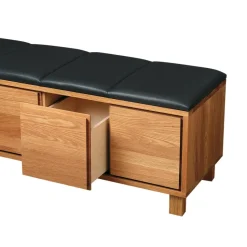 Bänk 6, Leather black. oiled oak fframee
