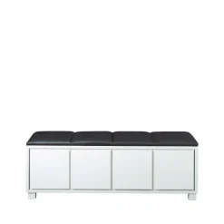Bänk 6, Leather black. white fframee