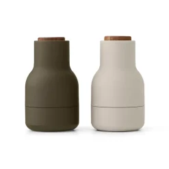 Bottle Grinder spice mill - small 2-pack, Hunting green-beige-walnut