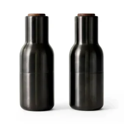 Bottle Grinder spice mill metal 2-pack, Bronzed brass (wallnut lid)