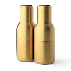 Bottle Grinder spice mill metal 2-pack, Brushed brass (wallnut lid)