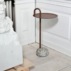 Bowler side table, Pale brown-granite