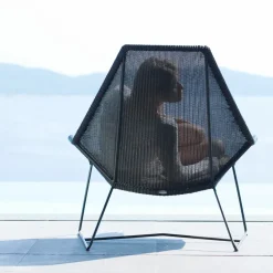 Breeze lounge armchair high back weave, Black
