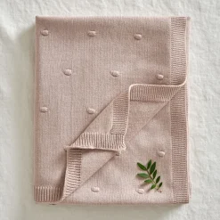 Bubble knitted baby blanket 80x100 cm, Dusty pink