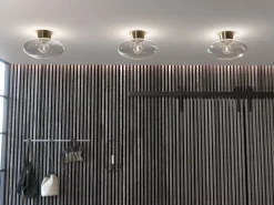 Bullo ceiling lamp XL clear glass Ø38 cm, Brass