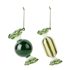 Candy Christmas tree pendant glass 2 pieces, Forest green