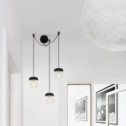 Cannonball ceiling cup with 3 cords, black
