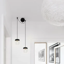 Cannonball ceiling cup with 2 cords, black