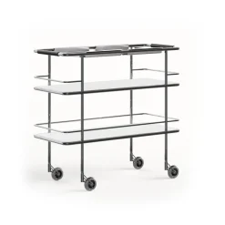 Cargo Support serving trolley, White laminate-chrome
