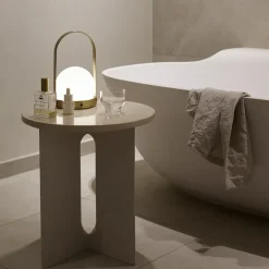 Carrie portable table lamp, brushed brass