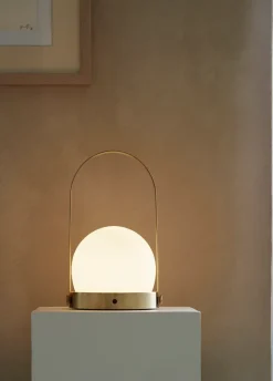 Carrie portable table lamp, brushed brass