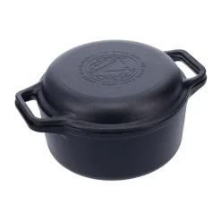 Cast iron Dutch oven and grill pan, pre-seasoned, 2-piece