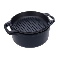 Cast iron Dutch oven and grill pan, pre-seasoned, 2-piece