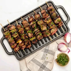 Cast iron reversible griddle 21x33 cm, Black