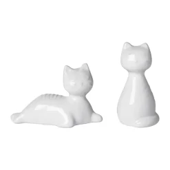 Cat salt & pepper mills, White