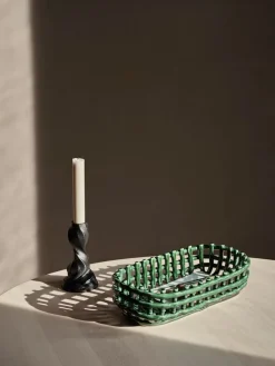 Ceramic plated basket oval 15x30 cm, Emerald Green