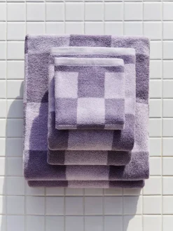 Check bath towel 70x136 cm, Lavender