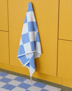 Check bath towel 70x136 cm, Sky blue