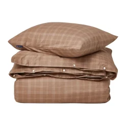 Checked Pin Point Oxford bed set 220x220 cm, Brown