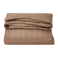 Checked Pin Point Oxford bed set 220x220 cm, Brown