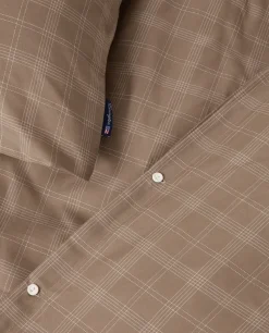 Checked Pin Point Oxford bed set 220x220 cm, Brown
