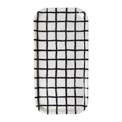 Checkered tray 22x43 cm, Black-white