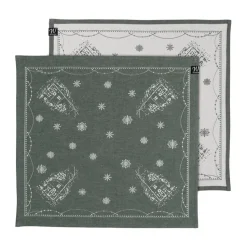 Christmas morning fabric napkin 45x45 cm 2-pack, White-green