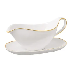 Château Septfontaines gravy boat with saucer 26 cl, White-gold