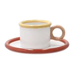 Chunky cup with saucer, Red-yellow