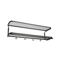 Classic 650 hat shelf, Black/chrome, 2 levels, 40 cm